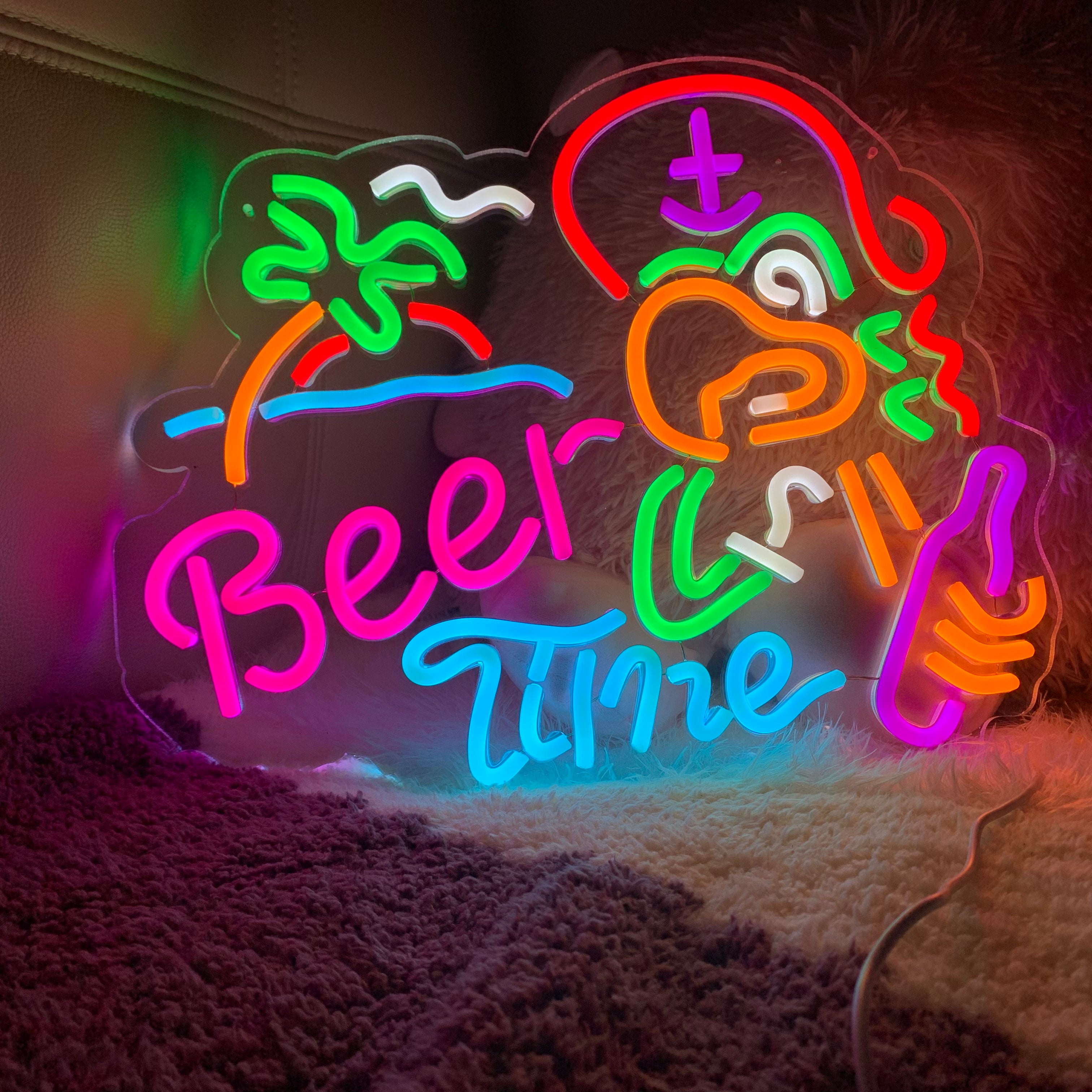 neon light bar beer time signs for man cave