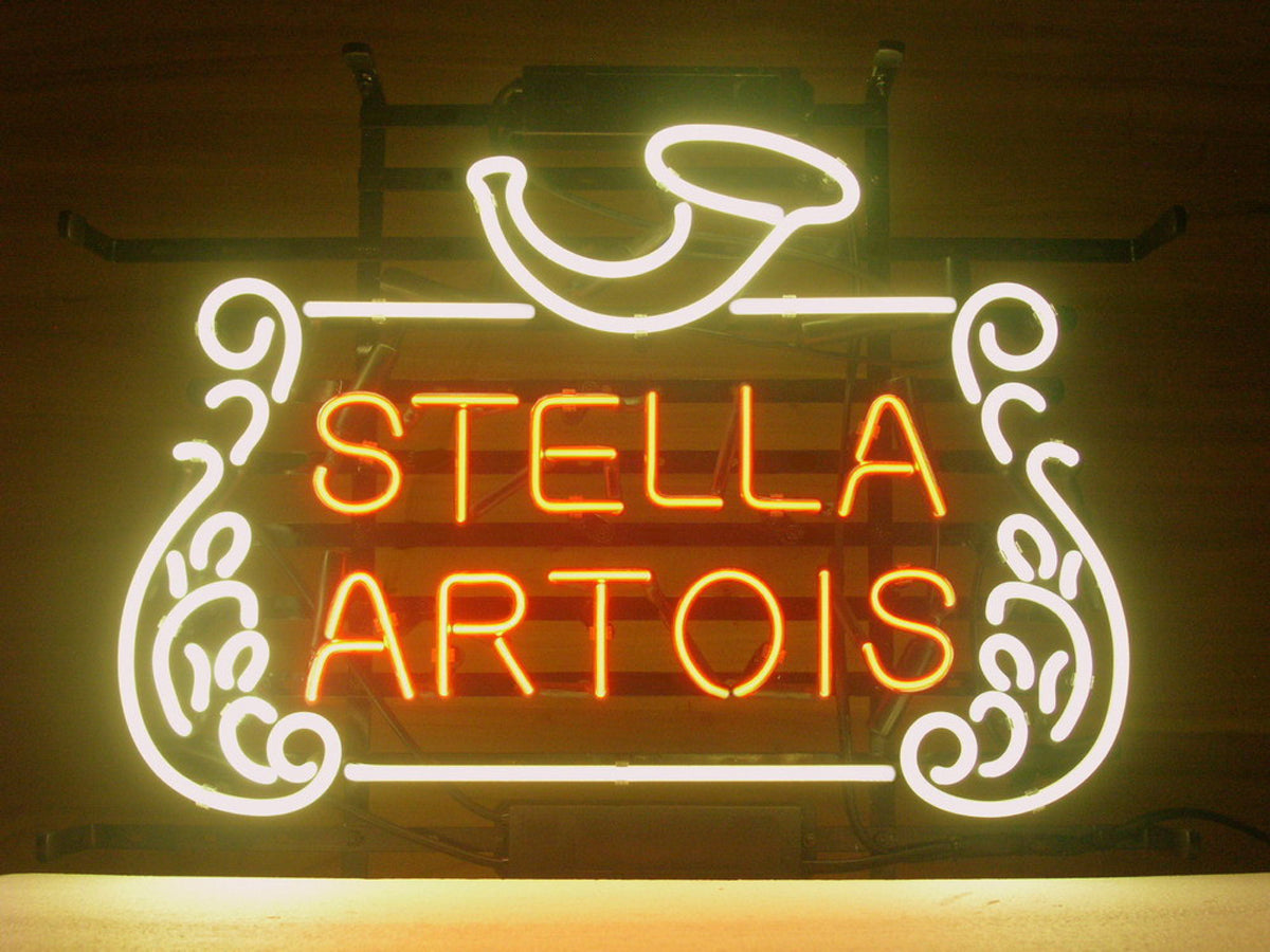 LDGJ Stella Artois Neon Light Sign Home Beer Bar Pub Recreation Room Game  Lights Windows Glass Wall Signs Party Birthday Bedroom Bedside Table  Decoration Gifts (Not LED)