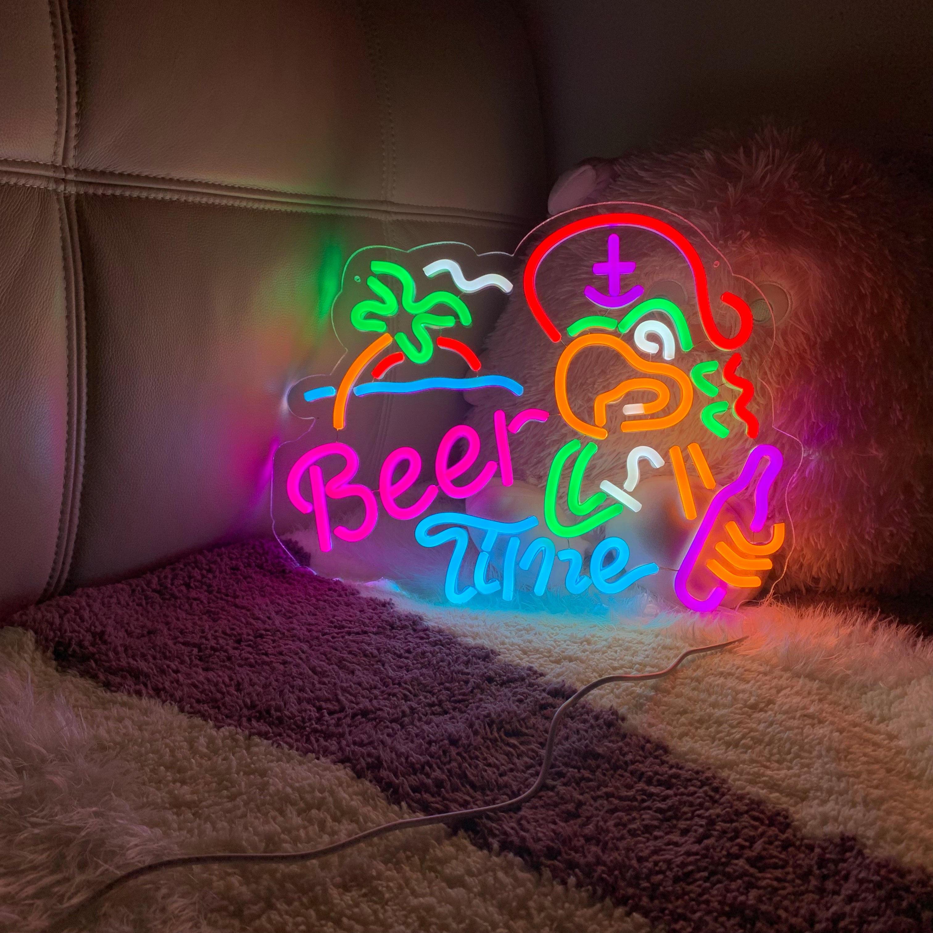 neon light bar beer time signs for man cave