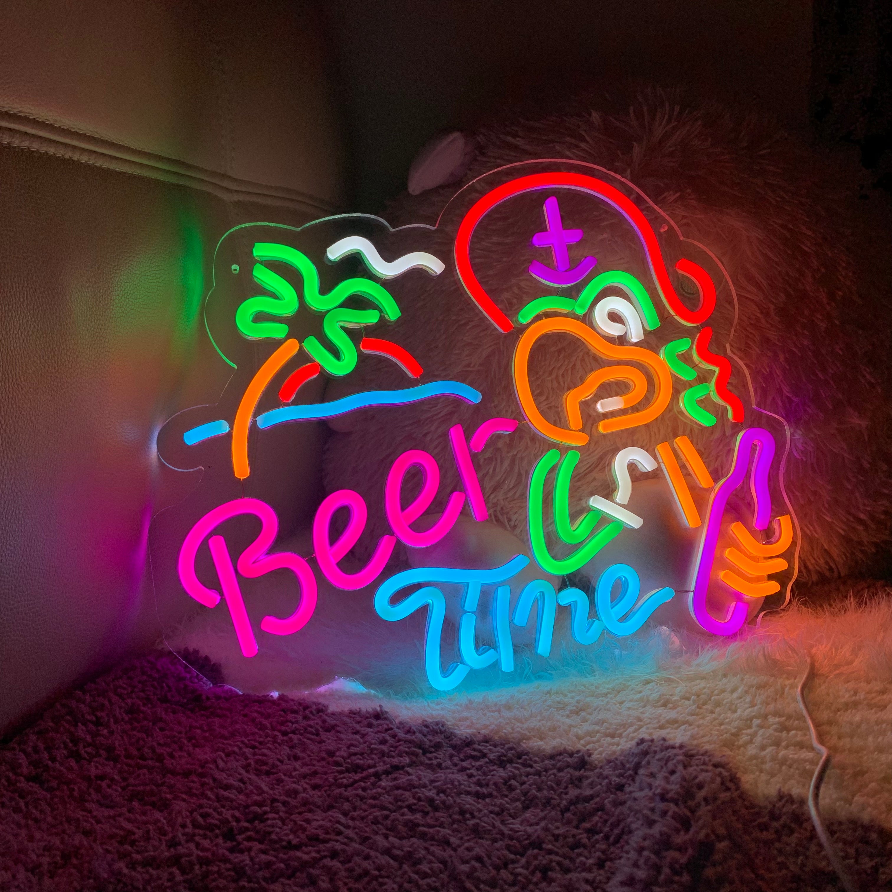 neon light bar beer time signs for man cave