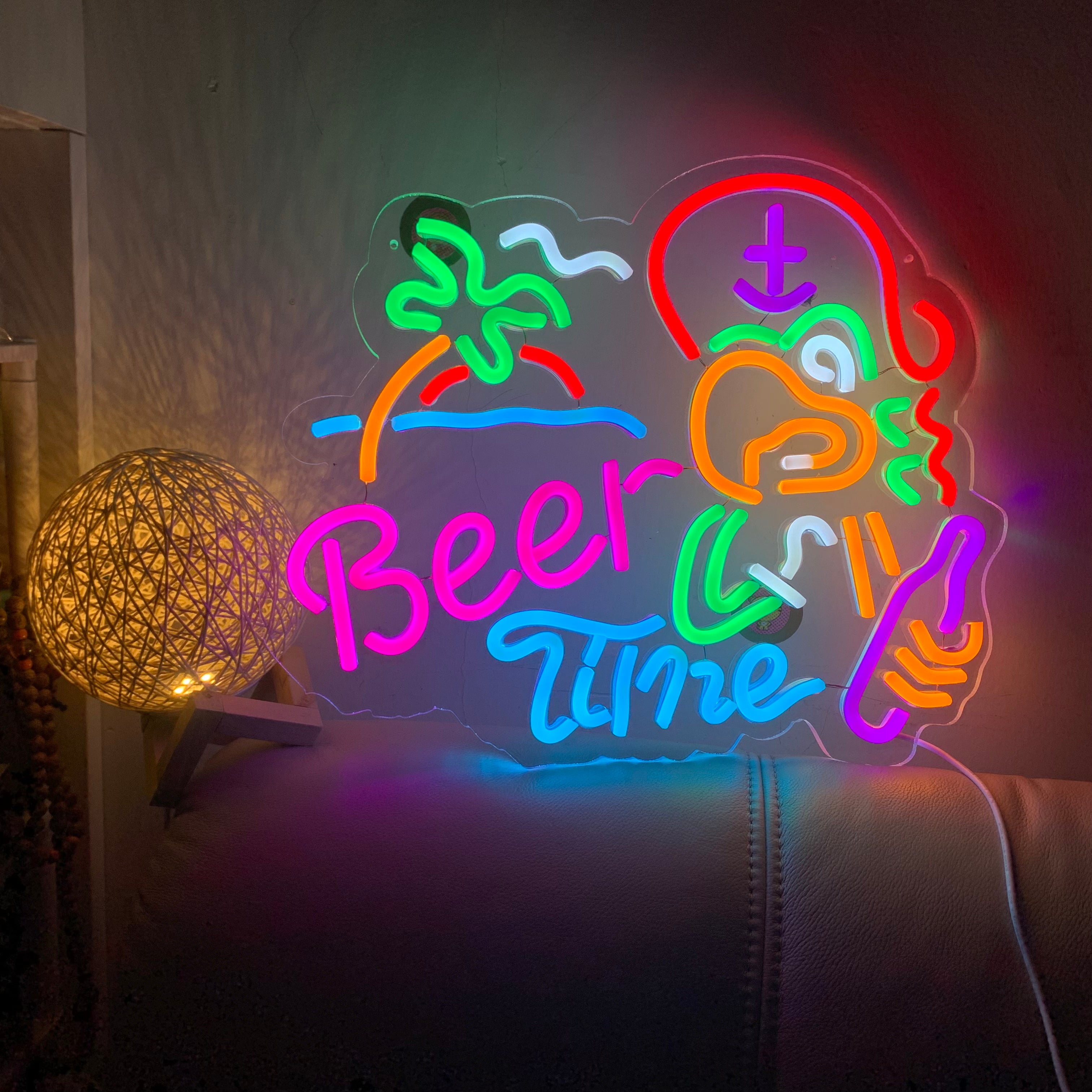 neon light bar beer time signs for man cave