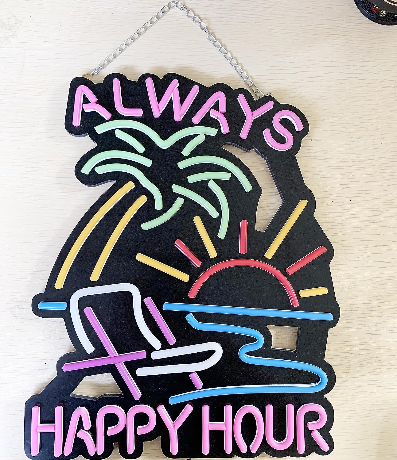 LDGJ Always happy hour Neon Signs for man cave wall decor LED light