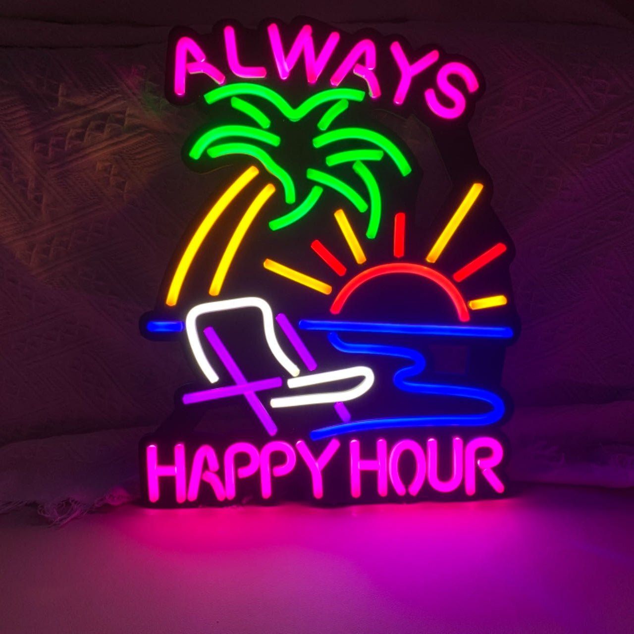 LDGJ Always happy hour Neon Signs for man cave wall decor LED light