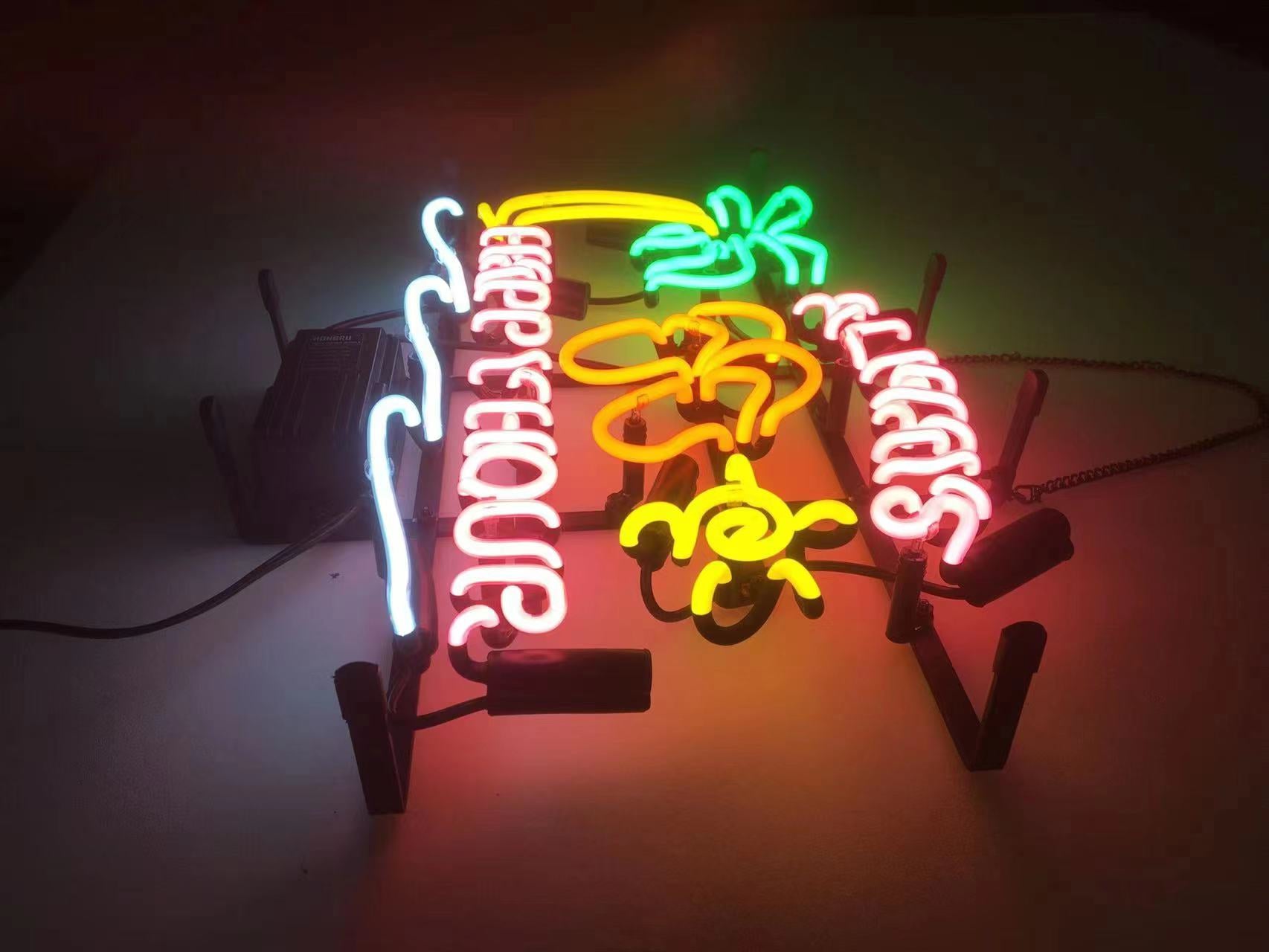 LDGJ Always happy hour,Neon Sign Handmade Glass