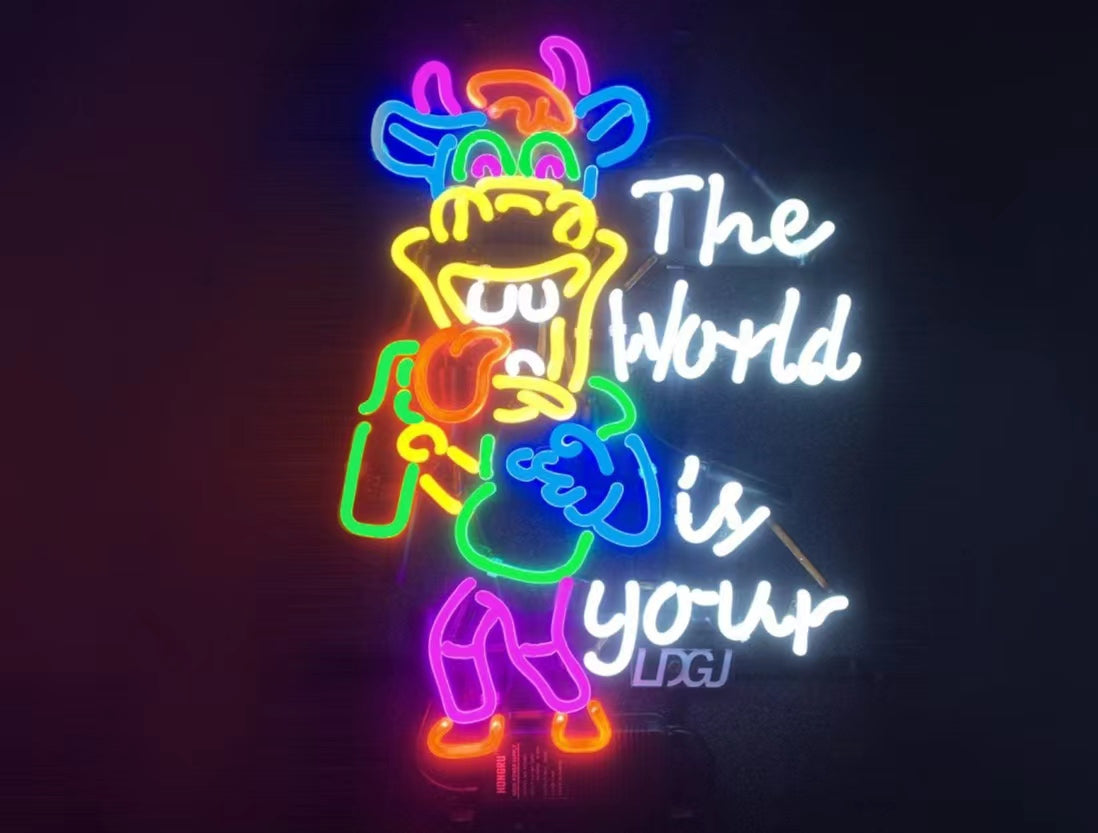 LDGJ The World Handmade Glass Neon Sign